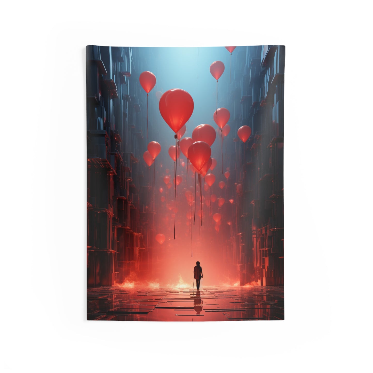 Dreamy Red Balloon Tapestry