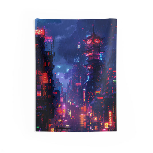 Pixelated Skyline Tapestry